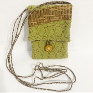 Handcrafted Botanical Crossbody Bag Button Closure Fully Lined Main Compartment